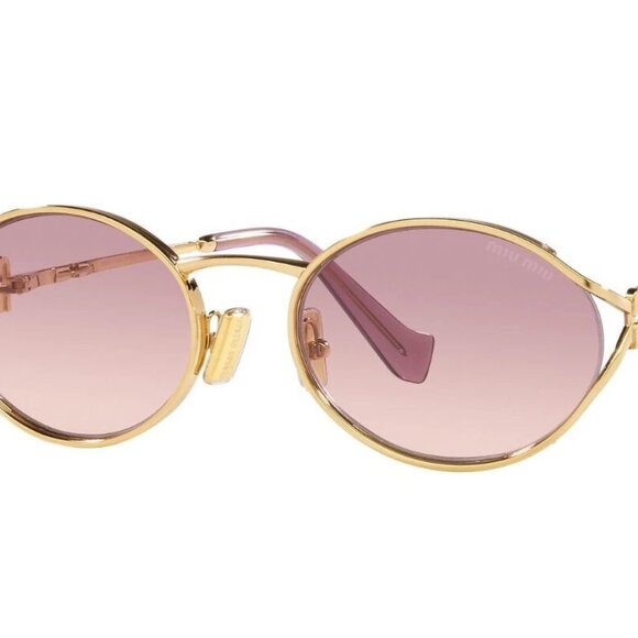 NEW MIU MIU SMU52YS Sunglasses Gold Frame Pink Gradient Lens 5AK-06S - Picture 1 of 3